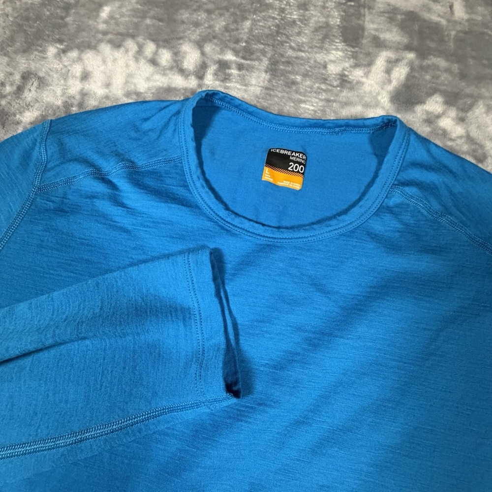 Ice Breaker Shirt Mens Large Blue 200 Merino Wool Base Layer Hike Climb Gorp